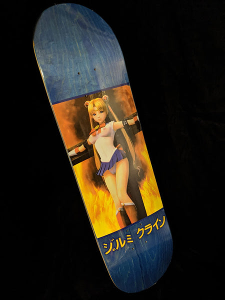 JK Industries Sailor Crimson Moon Blue stain Hand Screened Skateboard deck. Rare, HTF and OOP