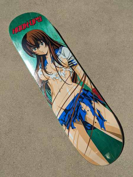 Hook-Ups Battle School Girl Skateboard deck. Urushihara Satoshi art style.
